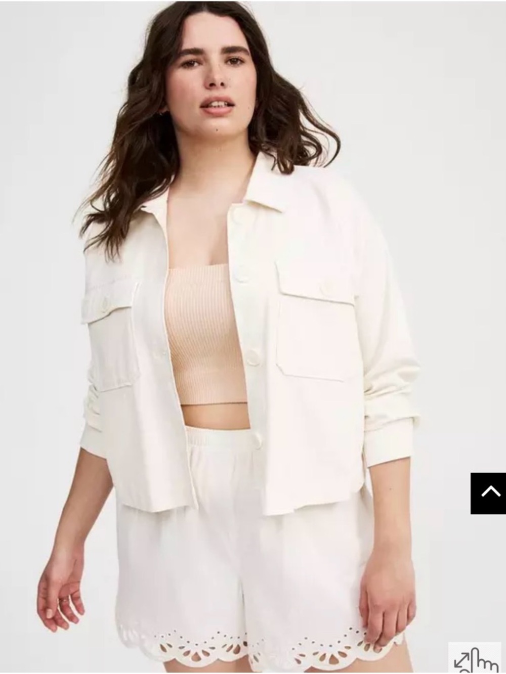 torrid Cream Button-Front Utility Jacket